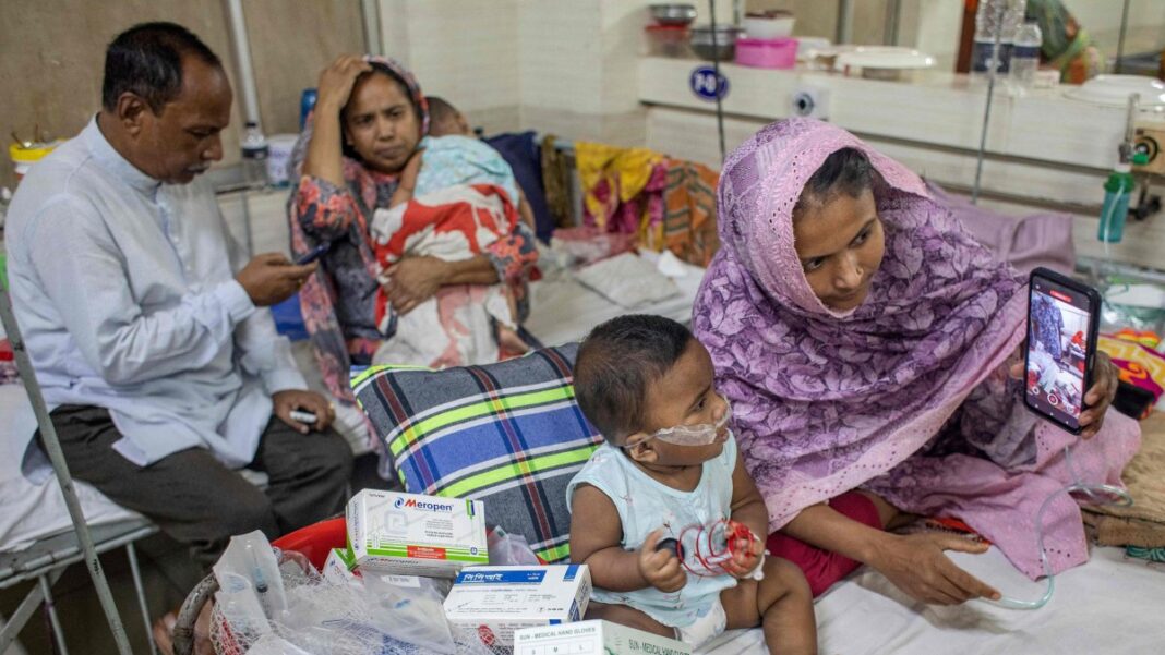 Children receiving treatment for measles