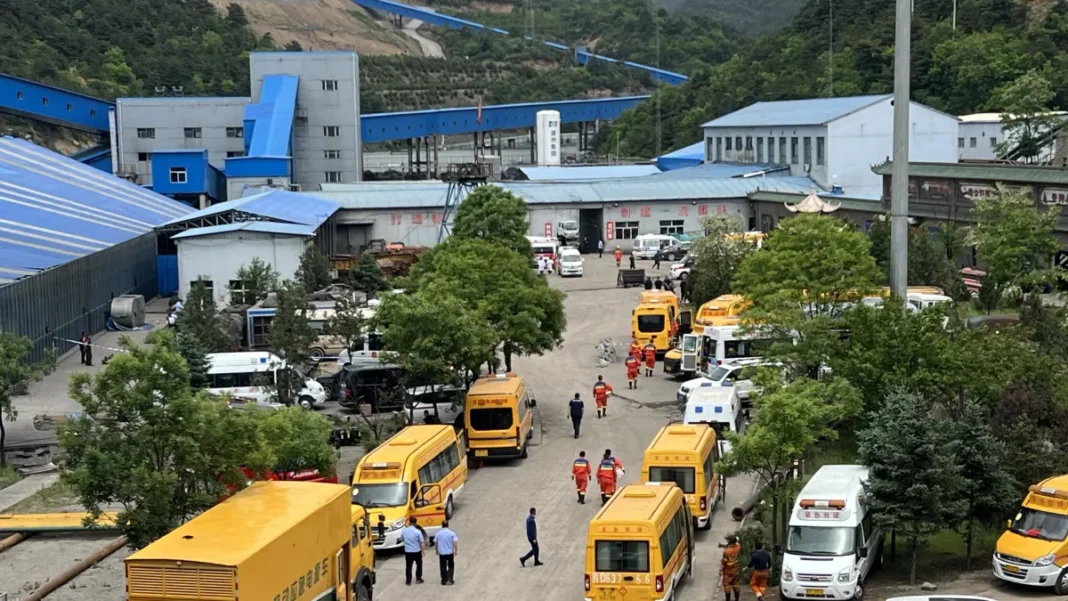 Rescuers conducting search operations in Liushenyu mine
