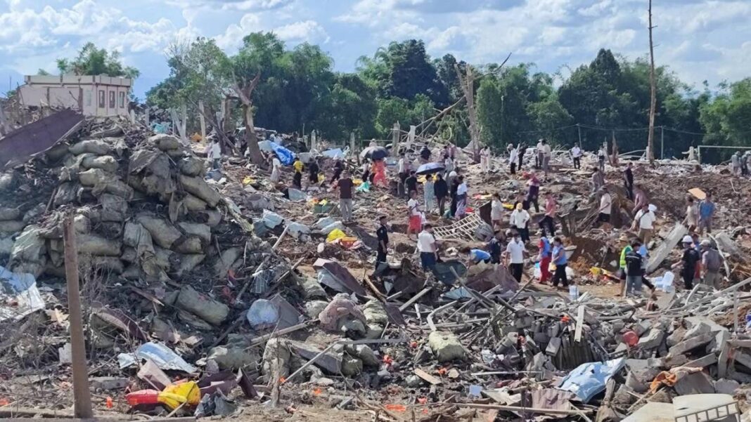 Aftermath of the explosion on Sunday