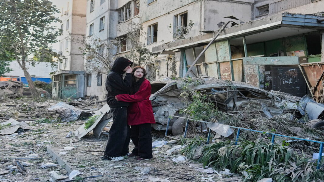 Aftermath of a Russian strike in Kyiv on Tuesday
