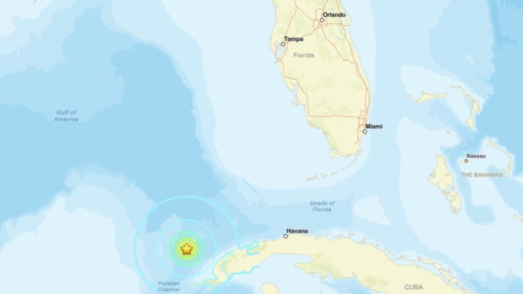 The epicentre of the earthquake in Cuba